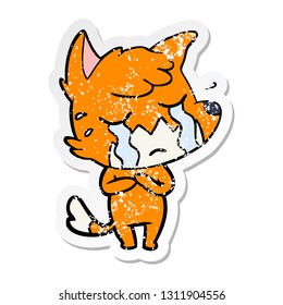 sticker angustiado de una caricatura de zorro lloroso