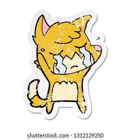 sticker angustiado de una caricatura de zorro lloroso