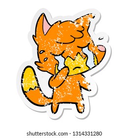 sticker angustiado de una caricatura de zorro lloroso