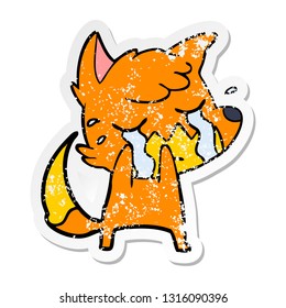 sticker angustiado de una caricatura de zorro lloroso