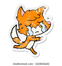 sticker angustiado de una caricatura de zorro lloroso