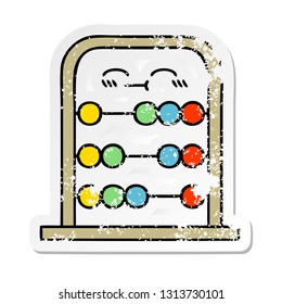 distressed sticker of a cute cartoon abacus