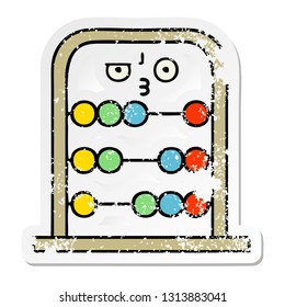 distressed sticker of a cute cartoon abacus