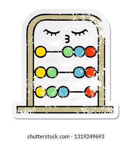 distressed sticker of a cute cartoon abacus