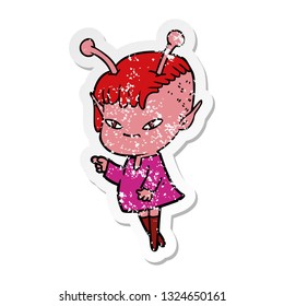 pegatina angustiada de una linda caricaturista extranjera