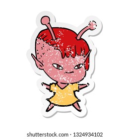 pegatina angustiada de una linda caricaturista extranjera