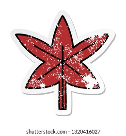 distressed sticker of a cute cartoon autumn leaf