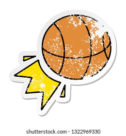distressed sticker of a cute cartoon basket ball