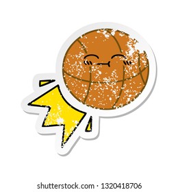 distressed sticker of a cute cartoon basketball