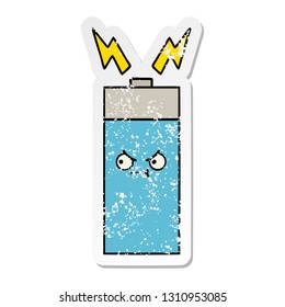 distressed sticker of a cute cartoon battery
