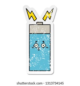 distressed sticker of a cute cartoon battery