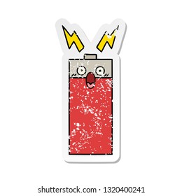 distressed sticker of a cute cartoon battery