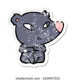 distressed sticker of a cute cartoon bear