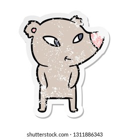 distressed sticker of a cute cartoon bear