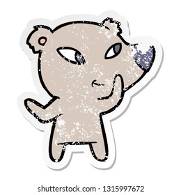 distressed sticker of a cute cartoon bear
