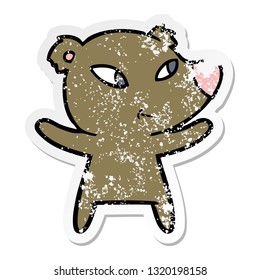 distressed sticker of a cute cartoon bear