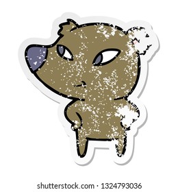 distressed sticker of a cute cartoon bear