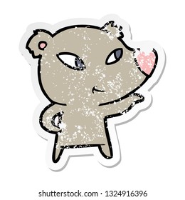 distressed sticker of a cute cartoon bear