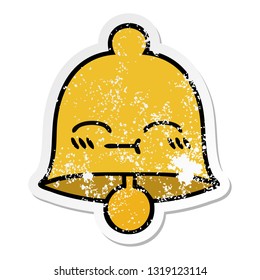 distressed sticker of a cute cartoon bell