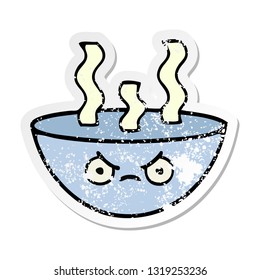distressed sticker of a cute cartoon bowl of hot soup