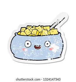 distressed sticker of a cute cartoon bowl of sugar
