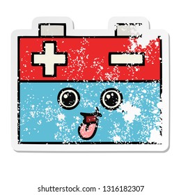 distressed sticker of a cute cartoon car battery