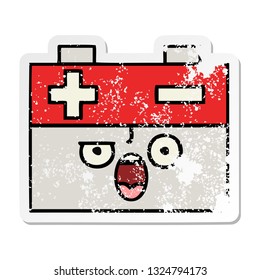 distressed sticker of a cute cartoon car battery