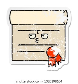 distressed sticker of a cute cartoon certificate
