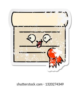 distressed sticker of a cute cartoon certificate