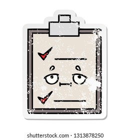distressed sticker of a cute cartoon check list