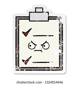 distressed sticker of a cute cartoon check list