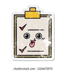 distressed sticker of a cute cartoon check list