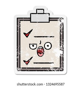 distressed sticker of a cute cartoon check list