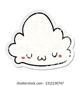 distressed sticker of a cute cartoon cloud