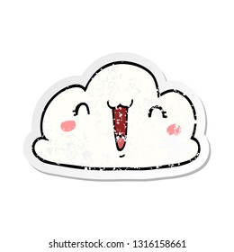 distressed sticker of a cute cartoon cloud