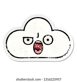 distressed sticker of a cute cartoon cloud