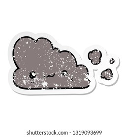 distressed sticker of a cute cartoon cloud