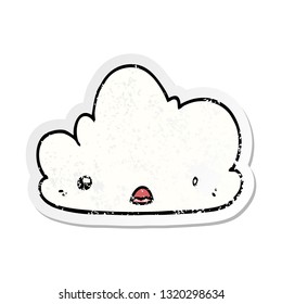 bedrückter Aufkleber einer süßen Cartoon-Wolke