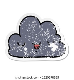 pegatina angustiada de una linda nube de dibujos animados