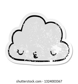 distressed sticker of a cute cartoon cloud
