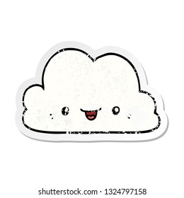 distressed sticker of a cute cartoon cloud