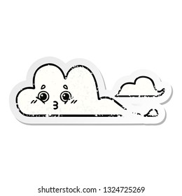 bedrückter Aufkleber einer süßen Cartoonwolke