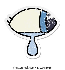 distressed sticker of a cute cartoon crying eye looking to one side