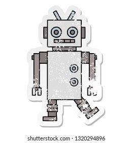 bedrückter Aufkleber eines süßen Cartoon-Tanzroboters