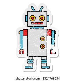 pegatina angustiada de un lindo robot bailador de dibujos animados