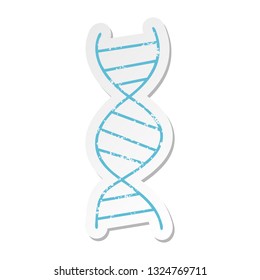 distressed sticker of a cute cartoon DNA strand