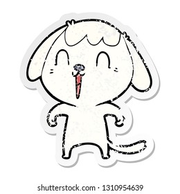 distressed sticker of a cute cartoon dog