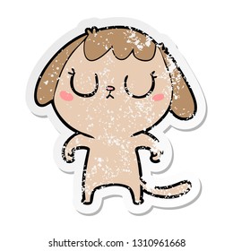 distressed sticker of a cute cartoon dog