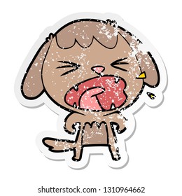 distressed sticker of a cute cartoon dog