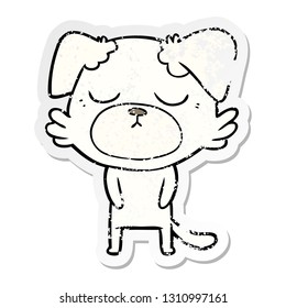 distressed sticker of a cute cartoon dog